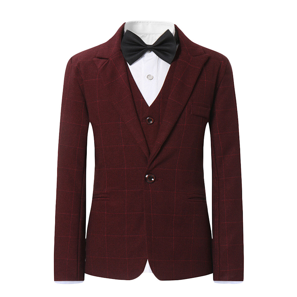 Youthup Boys 3 Piece Plaid Dress Wedding Party Suit Blazer and Vest and Pants