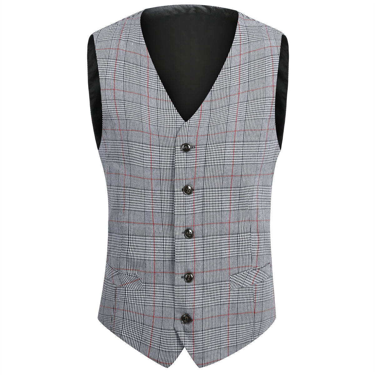 Youthup Mens Plaid Suit Vest Business Slim Fit Formal Dress Waistcoat