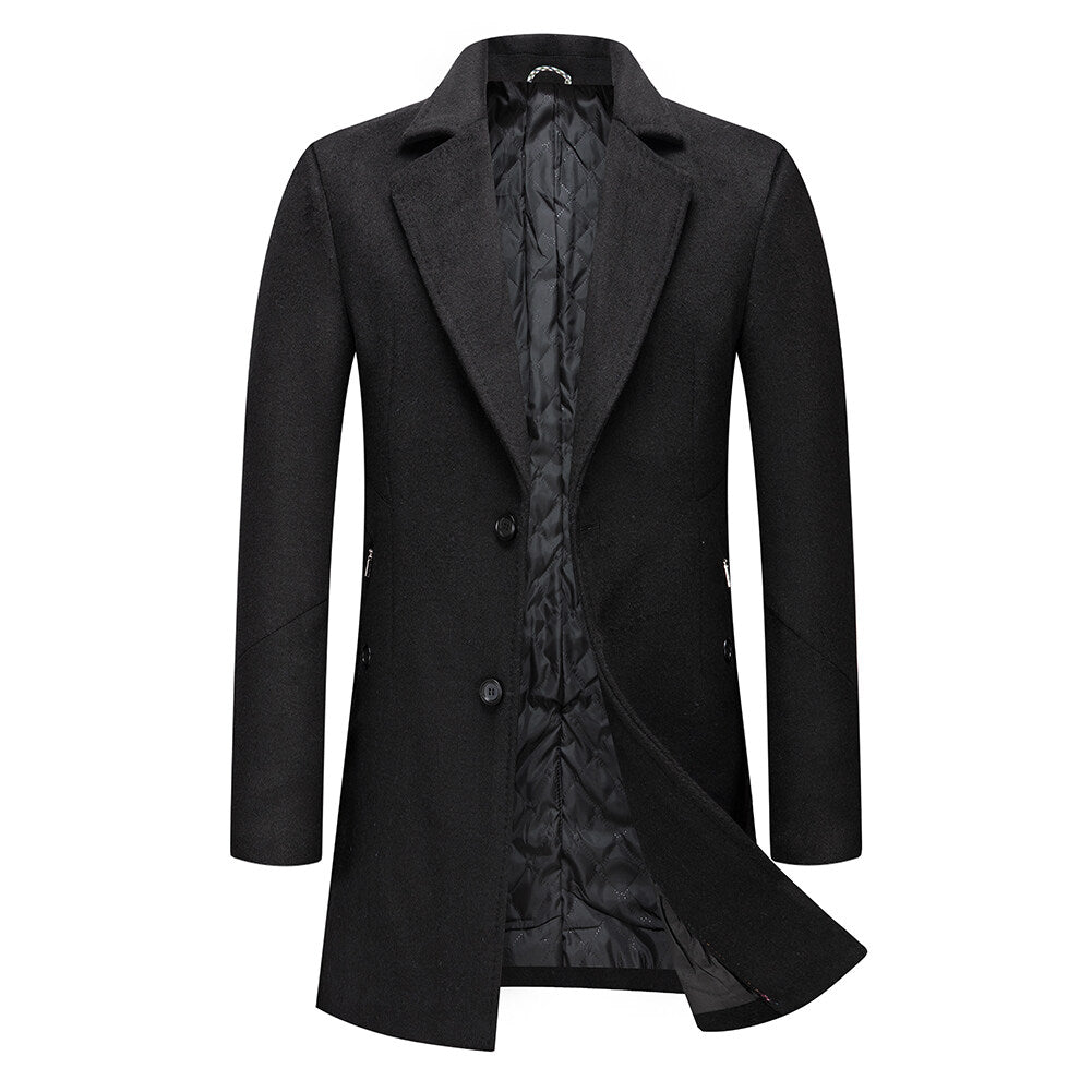 Youthup Mens Long Padded Slim Fit Wool Coat