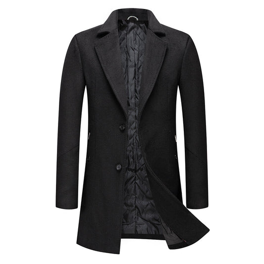 Youthup Mens Long Padded Slim Fit Wool Coat