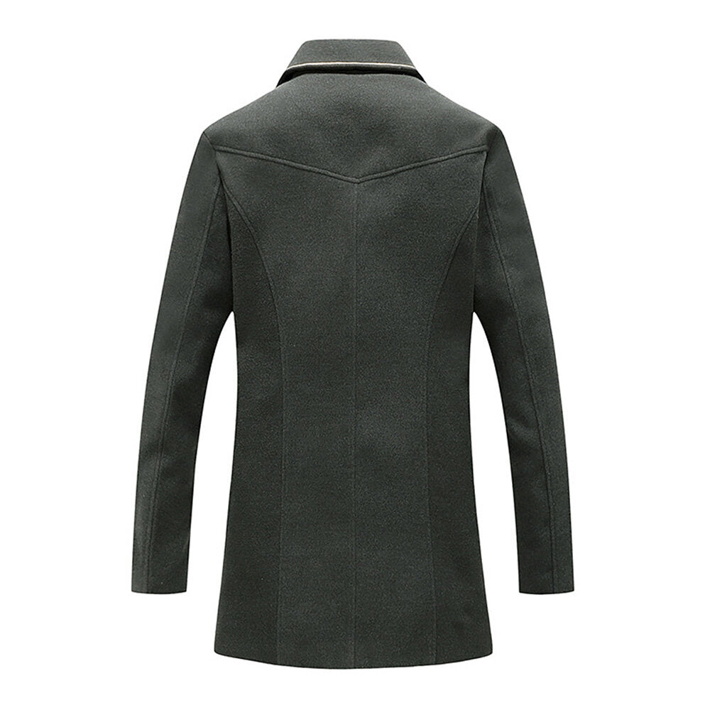 Youthup Mens Foil Stamping Print Lapel Wool Pea Coat