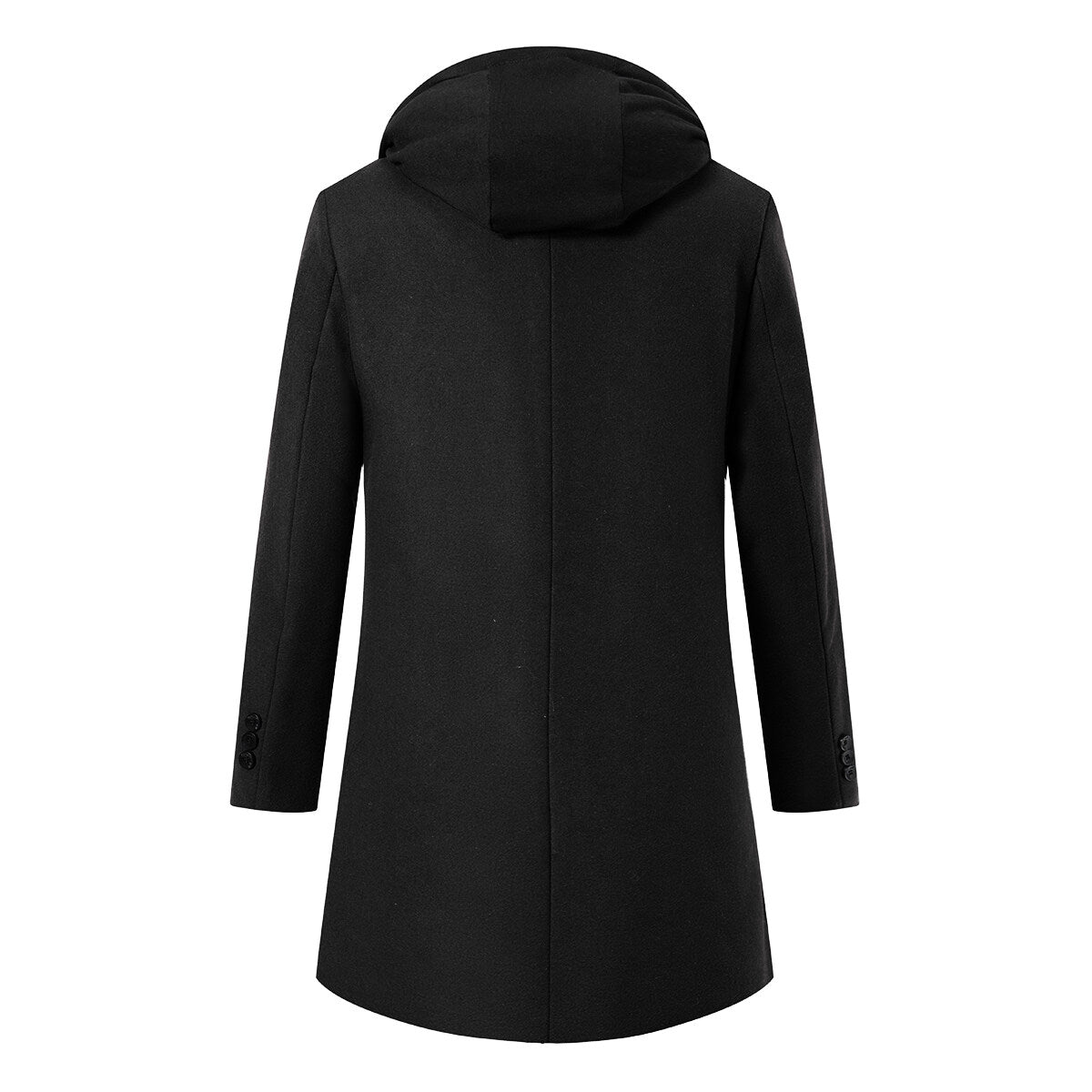 YOUTHUP Mens Hooded Long Wool Coat Padded Zipper Winter Outing Jacket