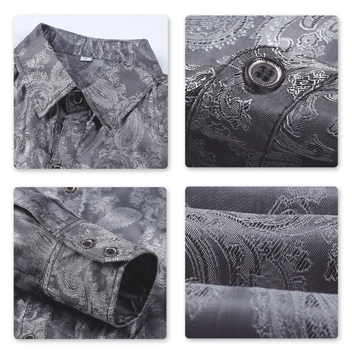 Youthup Mens Paisley Pattern Fitted Shirt