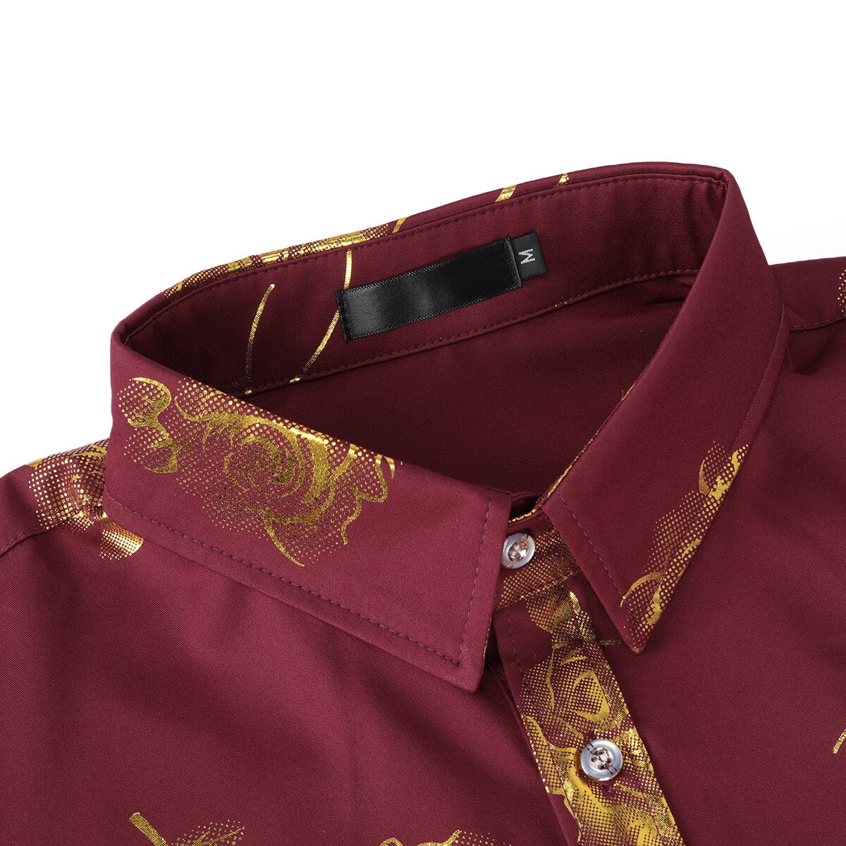 Youthup Mens Rose Foil Stamping Casual Shirt