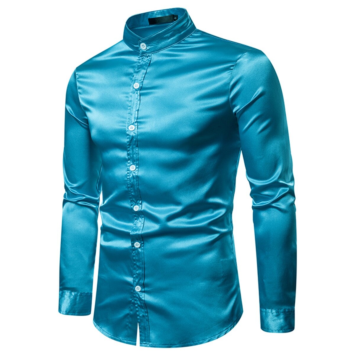 Youthup Mens Shiny LongSleeved Slim Fit Formal Shirt