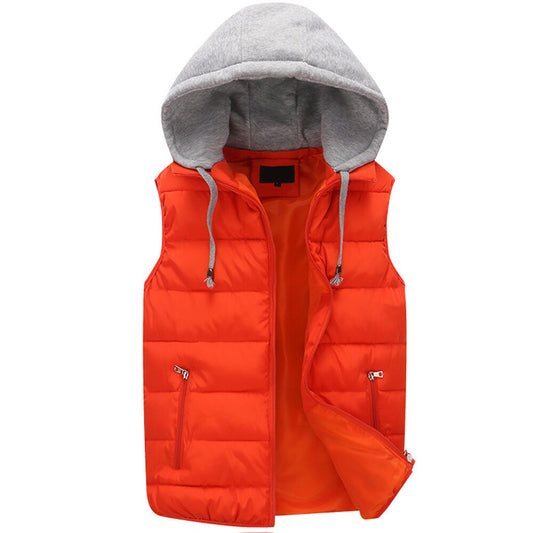 YOUTHUP Mens Quilted Hooded Vest Outdoor Thick Leisure Sports Hood