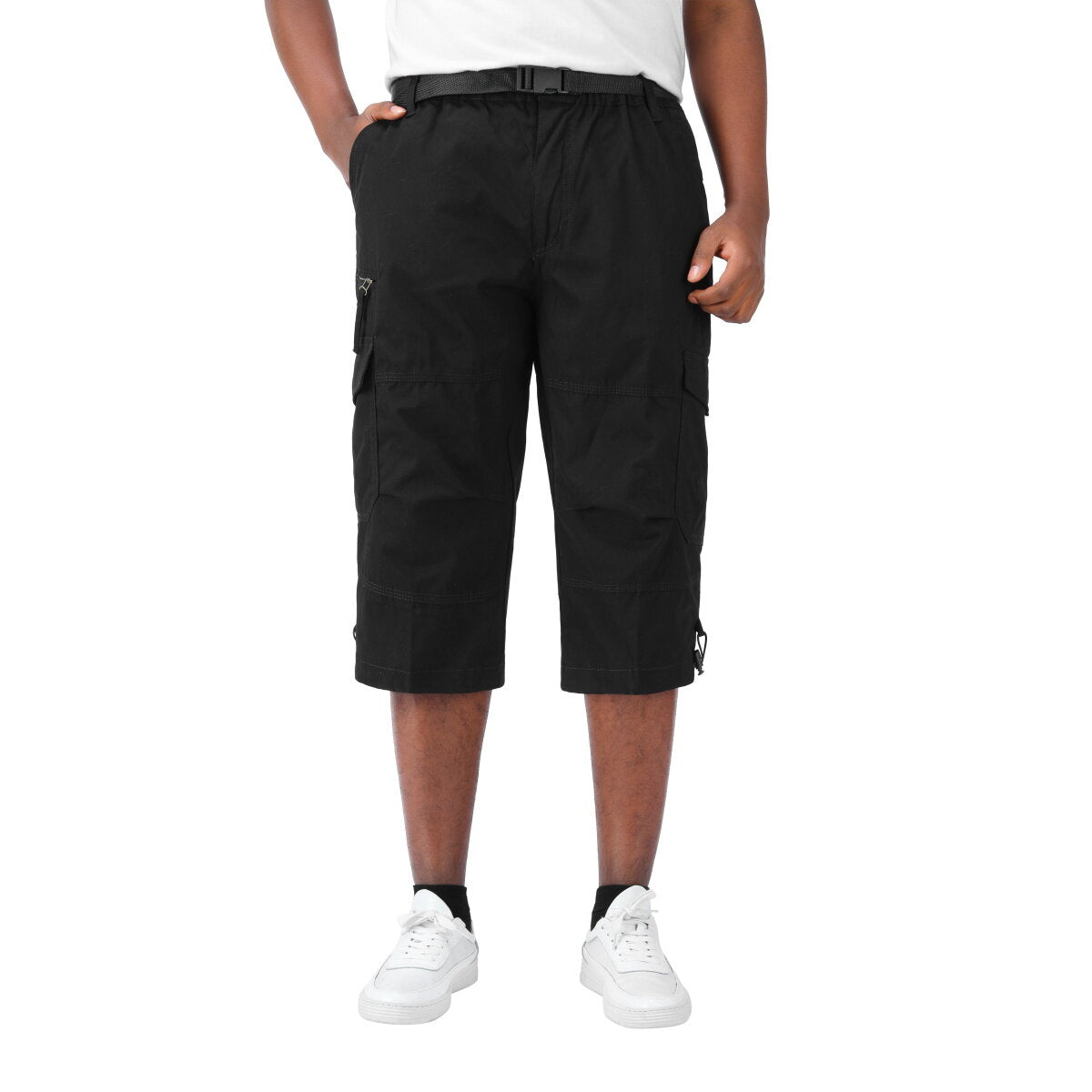 Youthup Mens Multi-Pocket Cargo Cropped Pants
