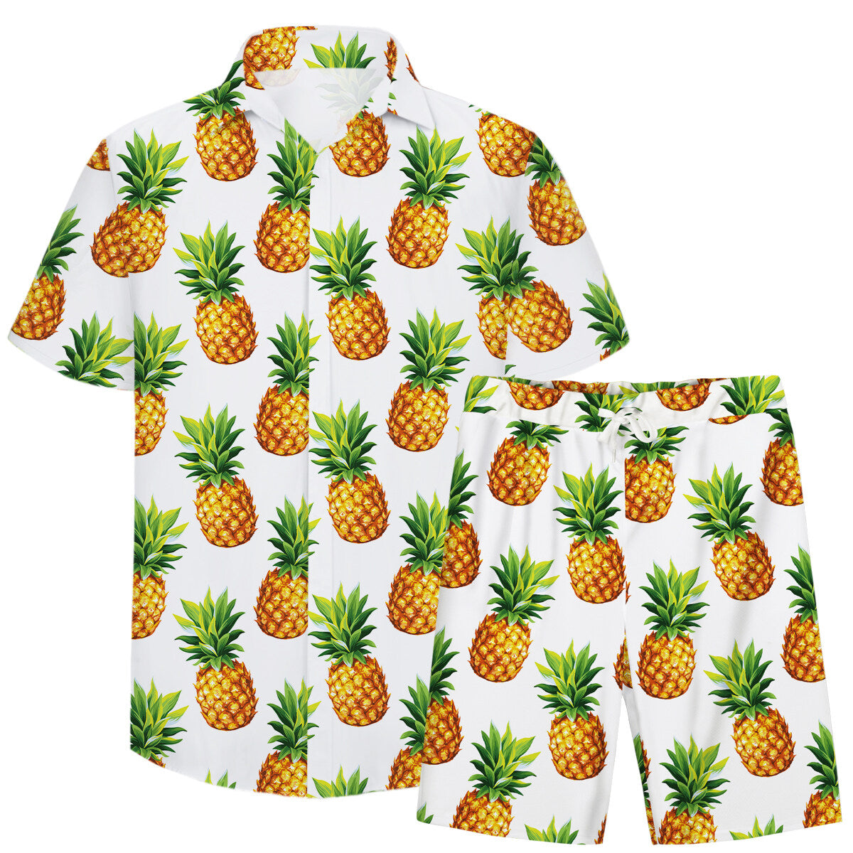 YOUTHUP Mens Summer 2 Piece Casual Pineapple Beach Outfit Set