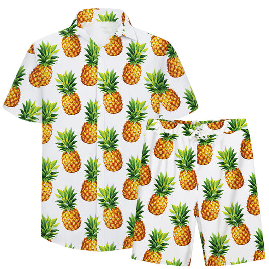YOUTHUP Mens Summer 2 Piece Casual Pineapple Beach Outfit Set