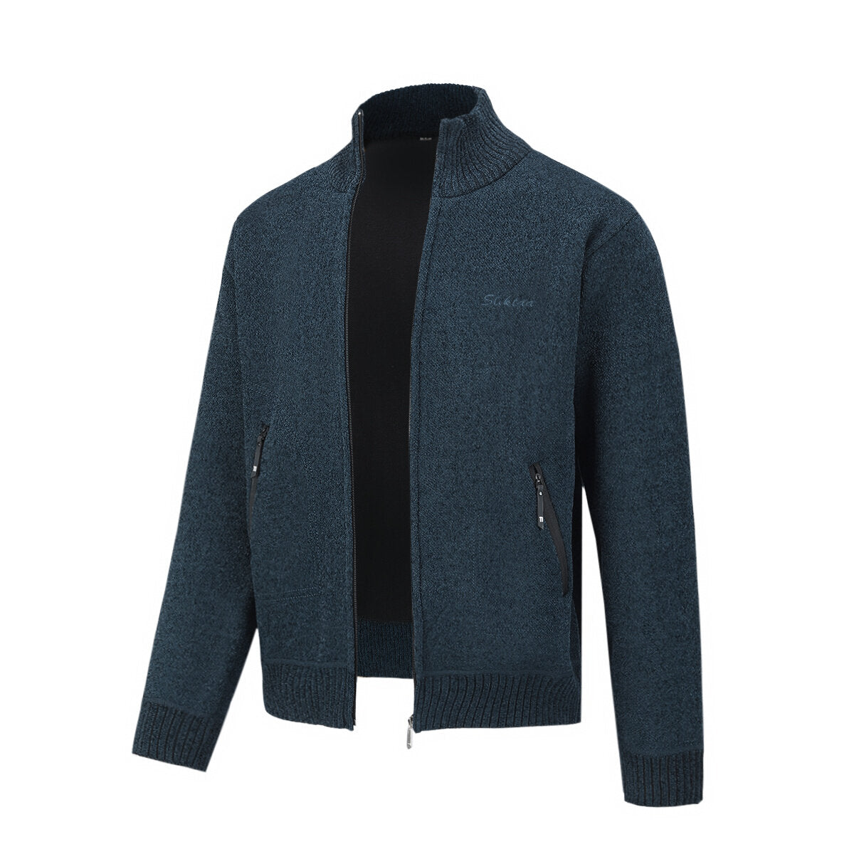 Youthup Mens Stand Collar Knitted Sweatshirt Casual Cardigan