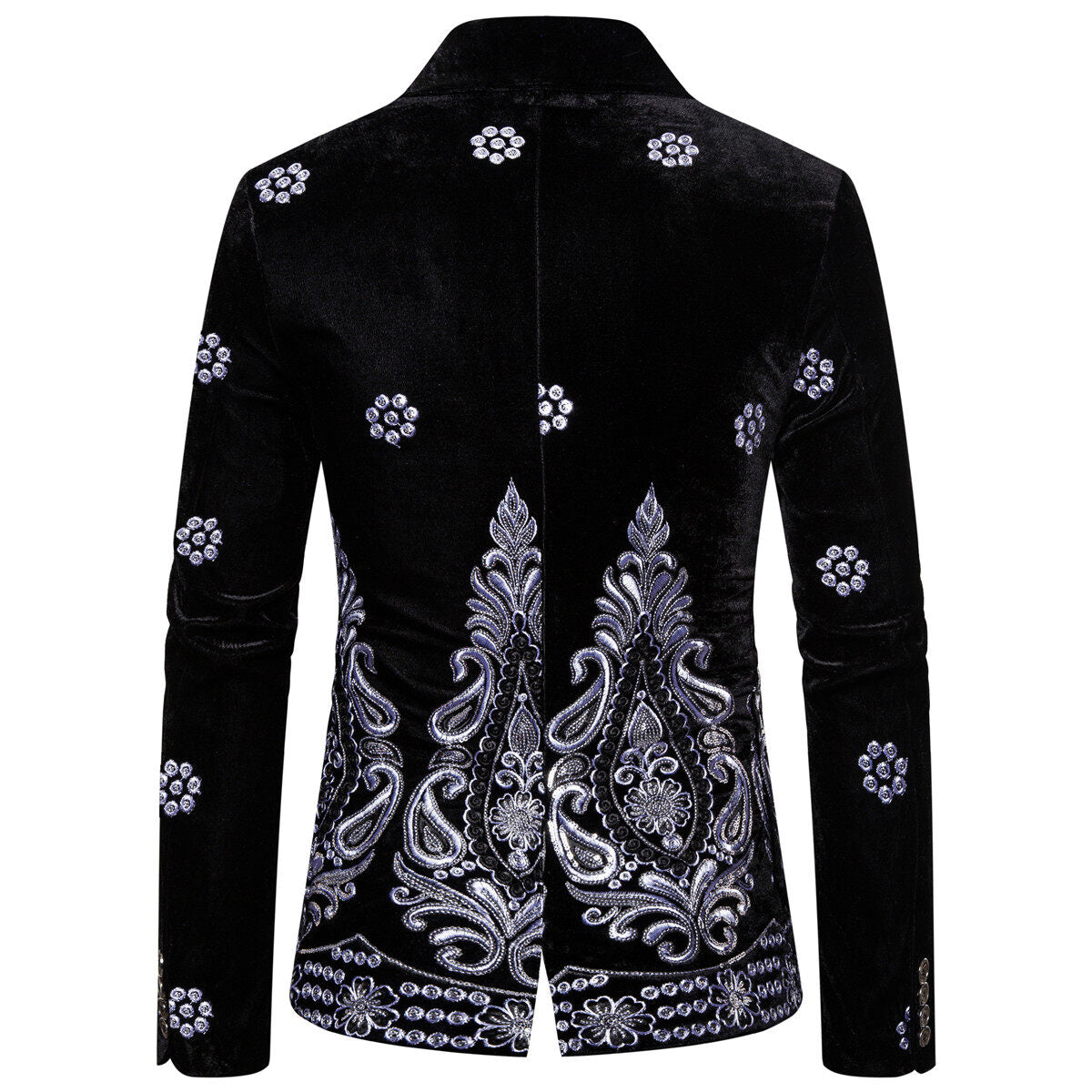 Youthup Mens Velvet Embroidered Jacket Show Party Evening Suit Blazer
