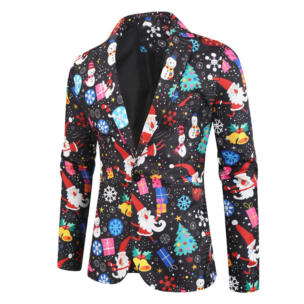 Youthup Mens 3-Pce Christmas Suit Snowman Blazer Vest Pants