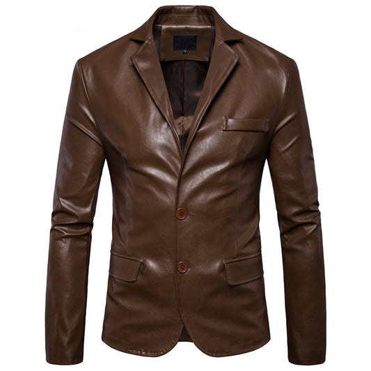 Youthup Mens Slim Fit Leather Blazer Motorcycle Jacket