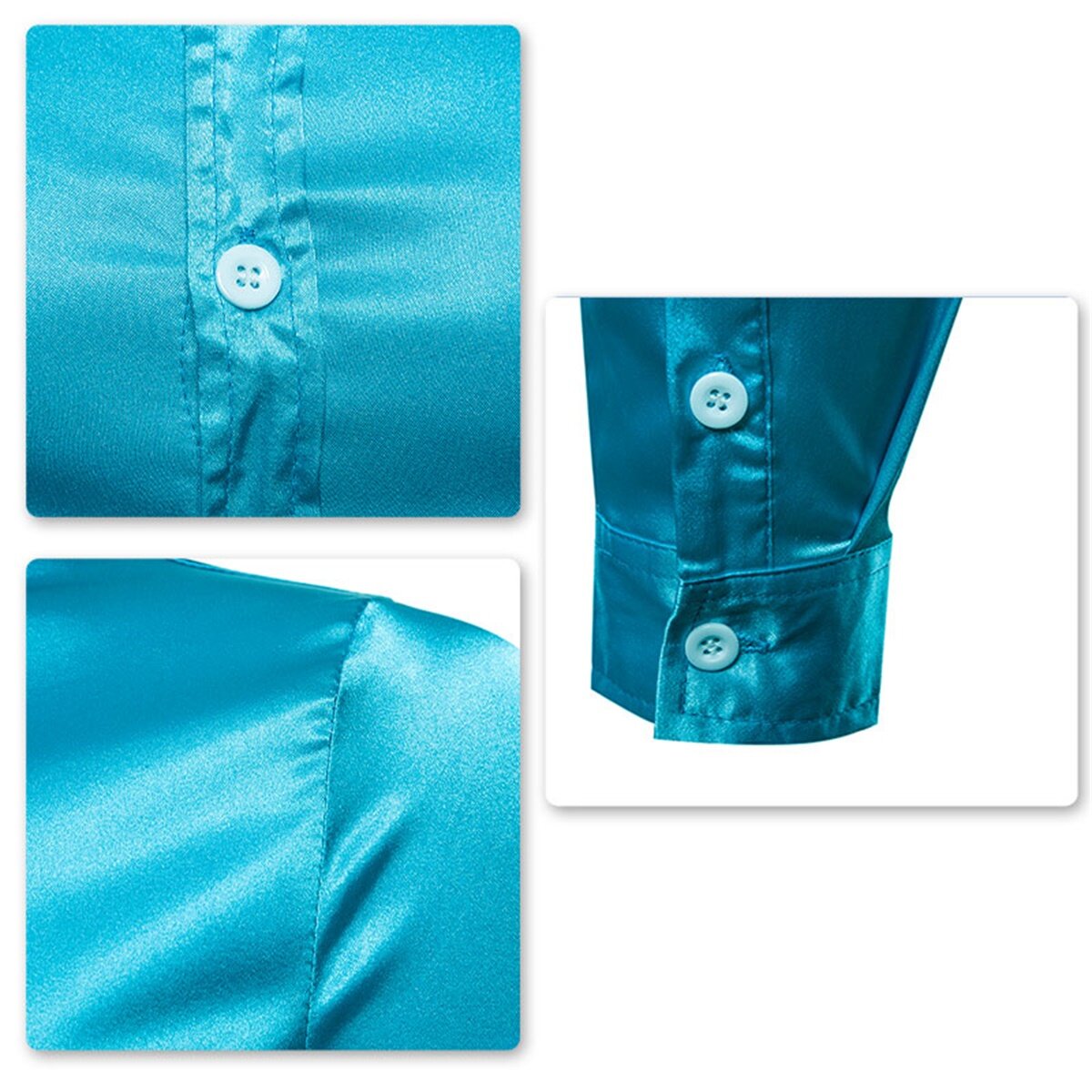 Youthup Mens Shiny LongSleeved Slim Fit Formal Shirt