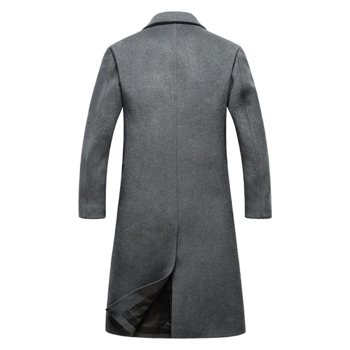 Youthup Mens Notch Lapels Cotton Blend Wool Long Slim Fit Coat