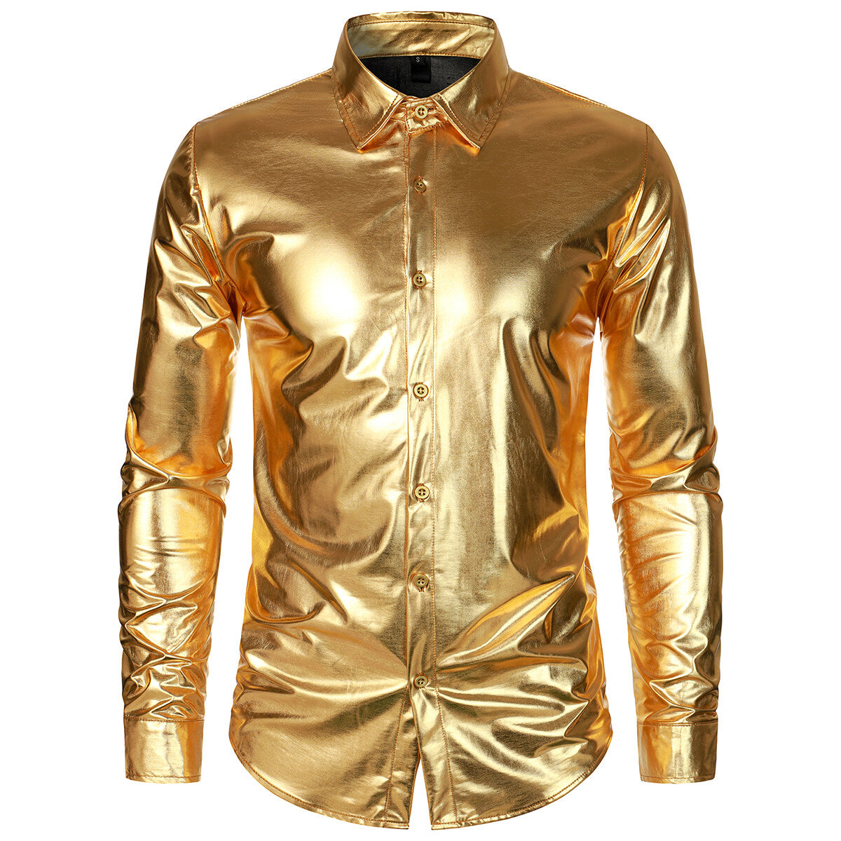 Youthup Mens Shiny Glossy Waterproof Long Sleeve Shirt