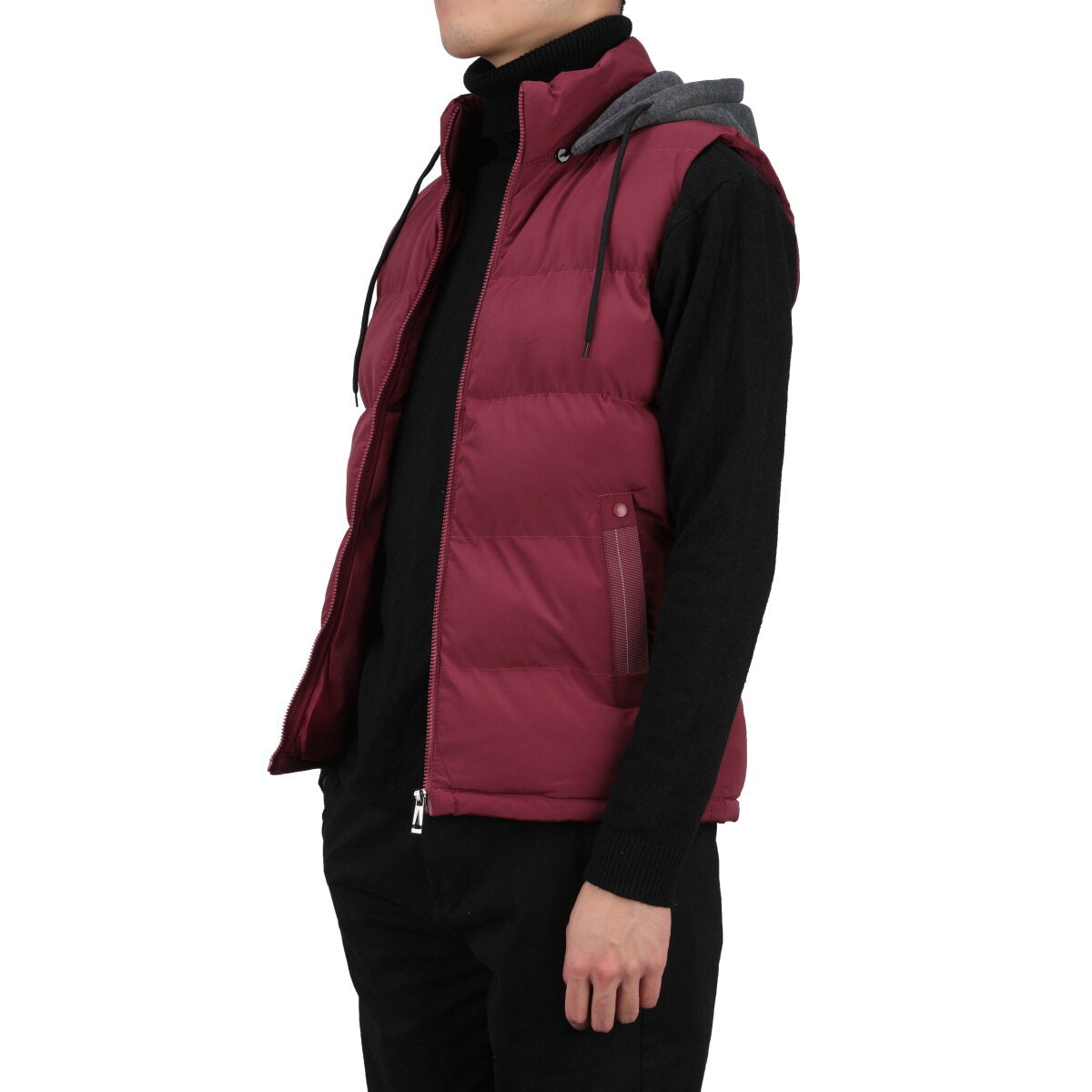 Youthup Mens Padded Puffer Removable Hooded Vest Outdoor Waistcoat
