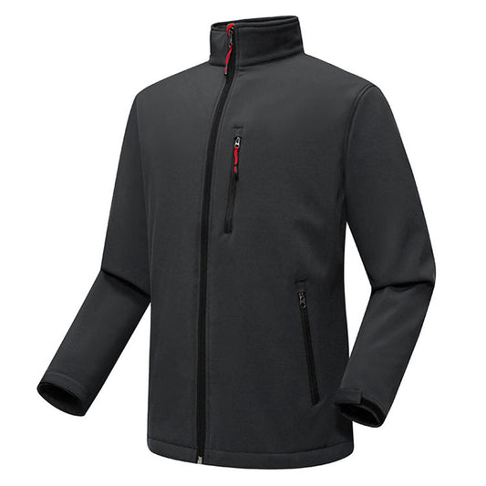 YOUTHUP Mens Outdoor Waterproof Jacket Fleece Warm Solid Color Stand Collar Jacket