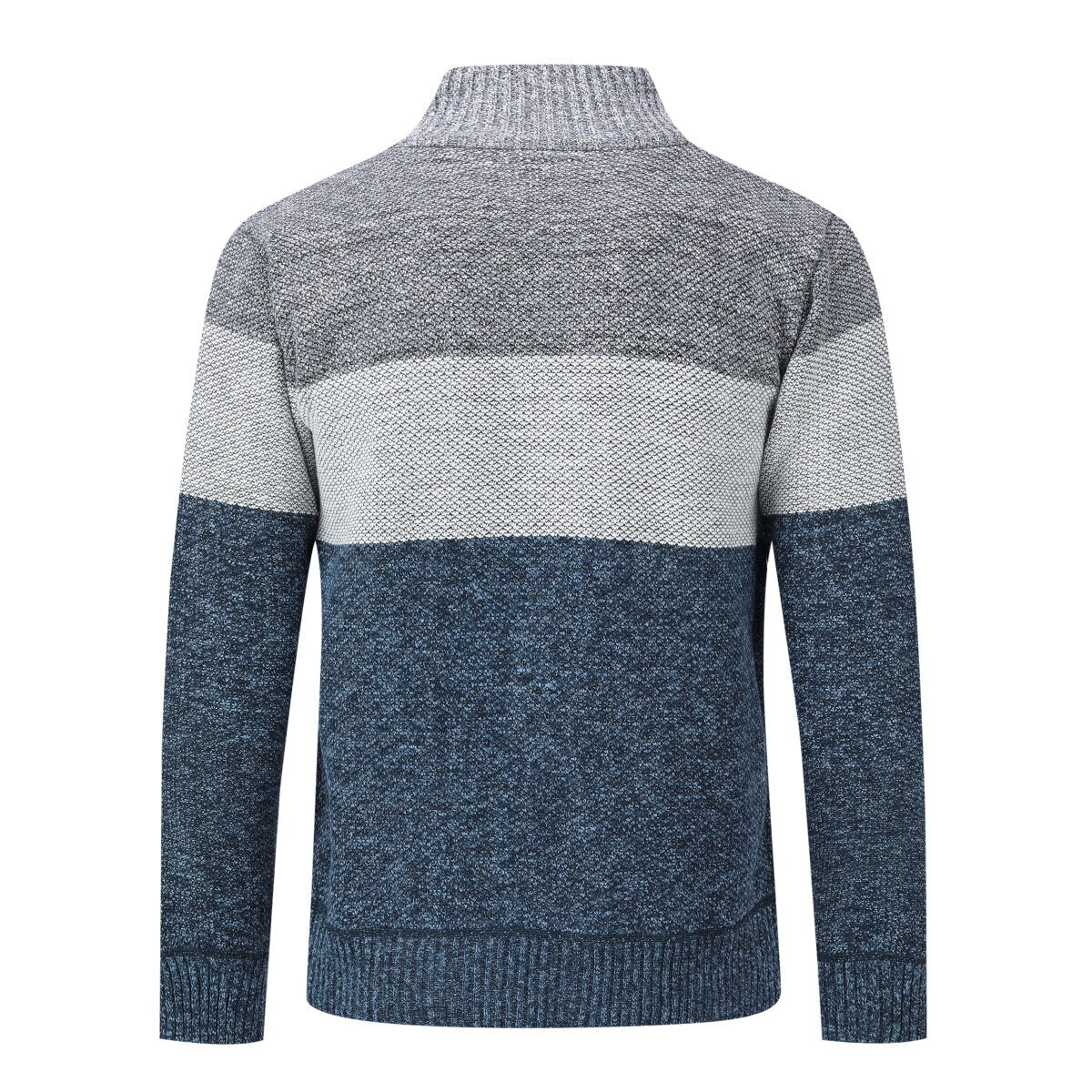 Youthup Mens Stand Collar Sweater Color Block Knit Cardigan