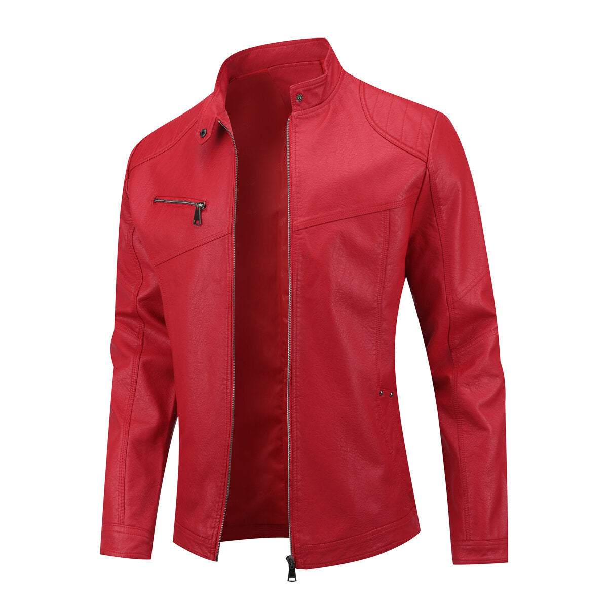 Youthup Mens Glossy Slim Fit Waterproof Leather Jacket