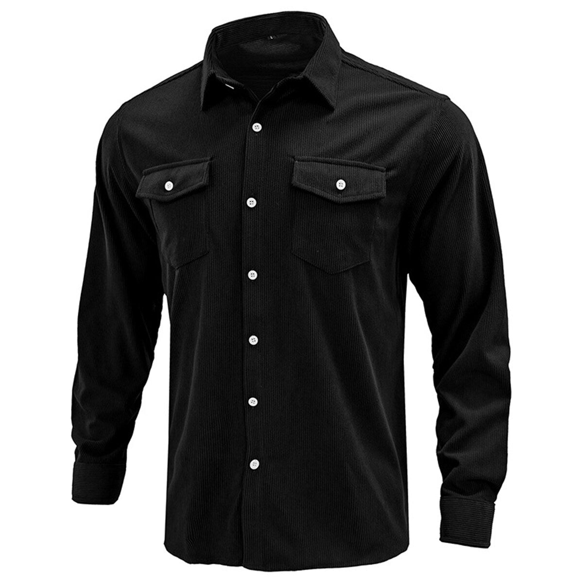 YOUTHUP Mens Corduroy Long Sleeve Shirt Casual Daily with Breast Pocket