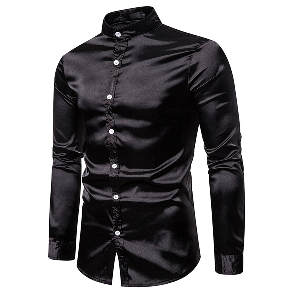 Youthup Mens Shiny LongSleeved Slim Fit Formal Shirt