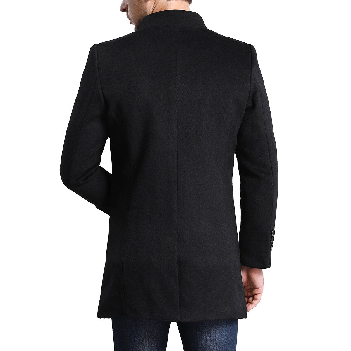 Youthup Mens Single Breasted Wool Slim Fit Pea Coat