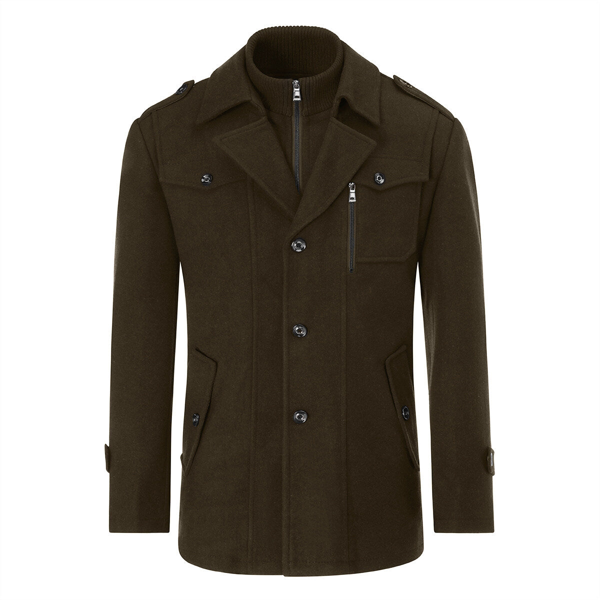 Youthup Mens Double Collar Pocket Pea Coat
