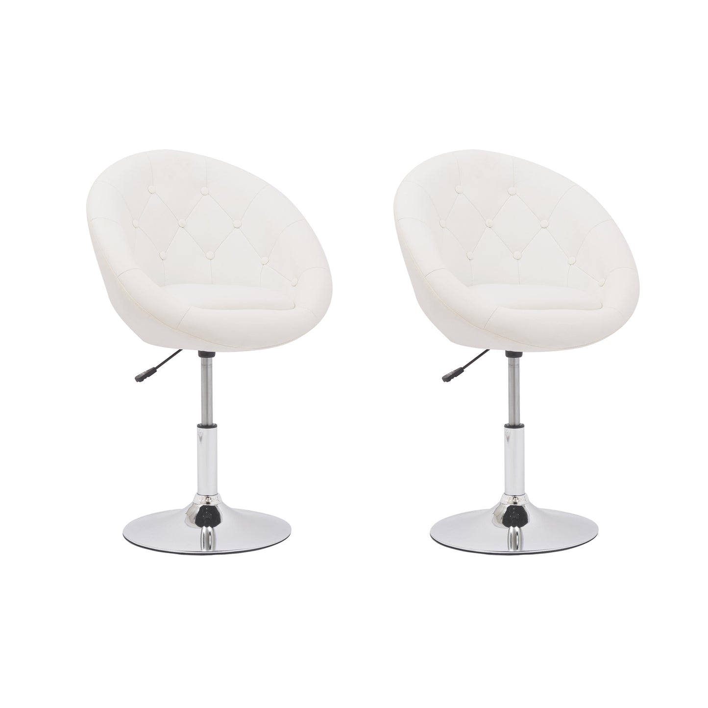 Tabourets de Bar Blanc Lot de 2 Elégant Esthétique 360°Rotatif pour Comptoir du Bar, Salon Manucure Coiffeuse et Cuisine 62x62x84-98cm