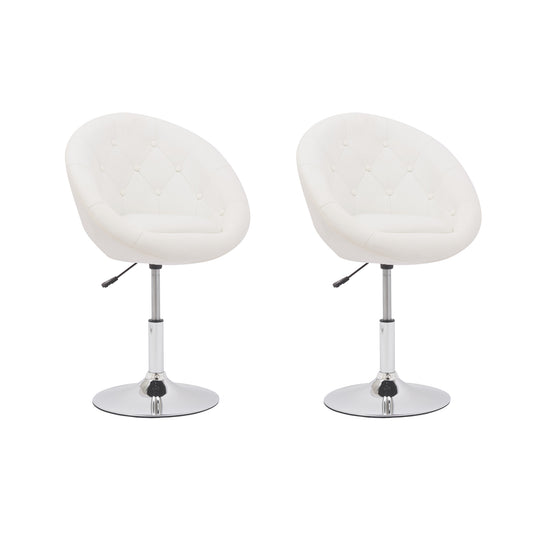 Tabourets de Bar Blanc Lot de 2 Elégant Esthétique 360°Rotatif pour Comptoir du Bar, Salon Manucure Coiffeuse et Cuisine 62x62x84-98cm