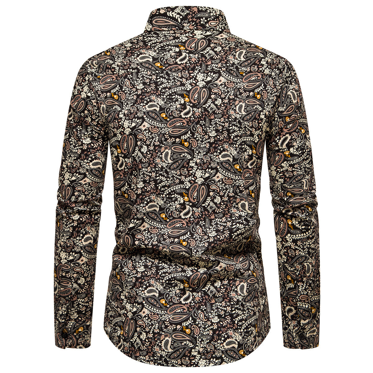 YOUTHUP Mens Casual Paisley Print Shirt Long Sleeve Slim Fit Lapel Tops