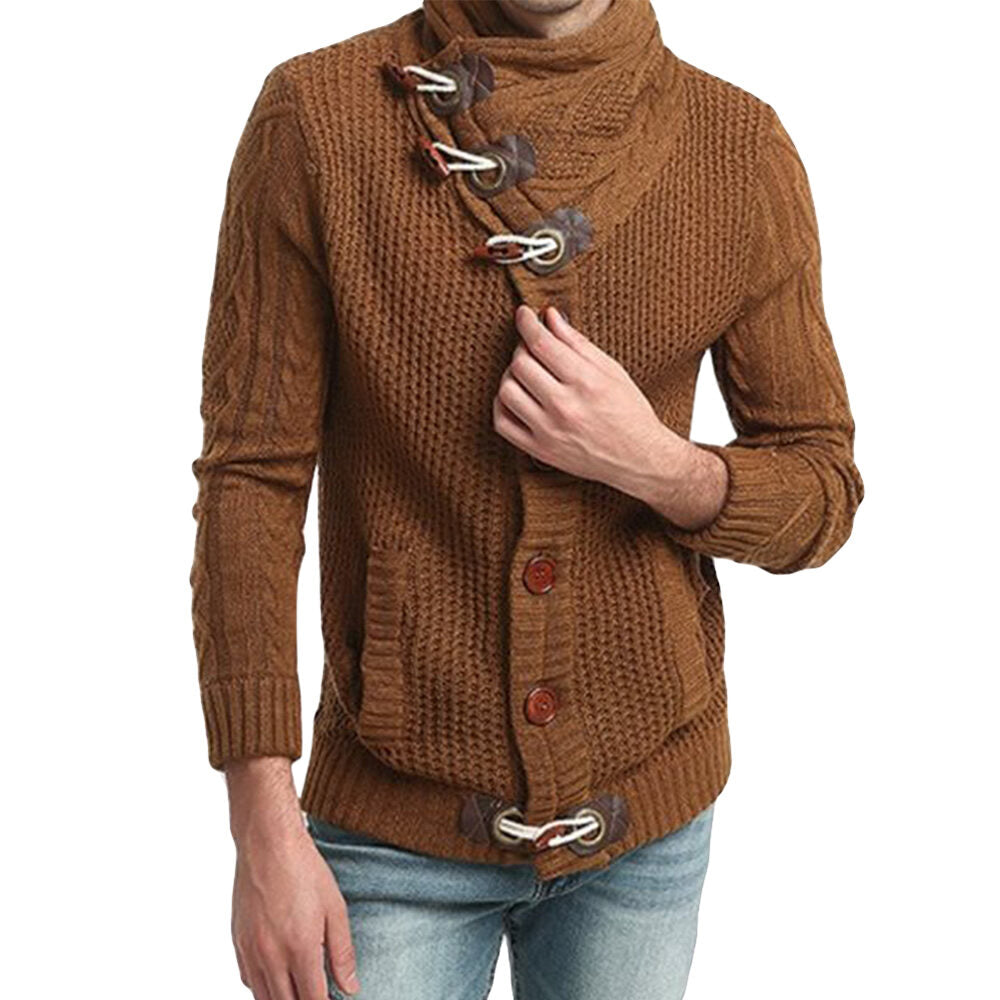 Youthup Mens Knitted Jacket Turtleneck Cardigan Sweaters