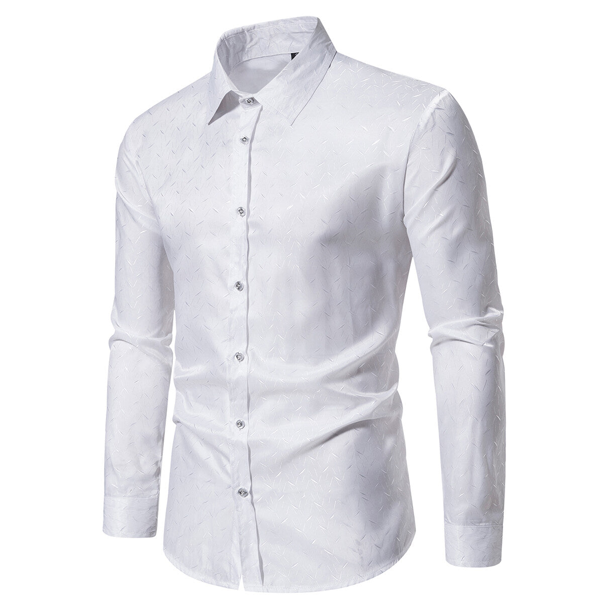 YOUTHUP Mens Casual Jacquard Shirt Long Sleeve Slim Lapel Lightweight Tops