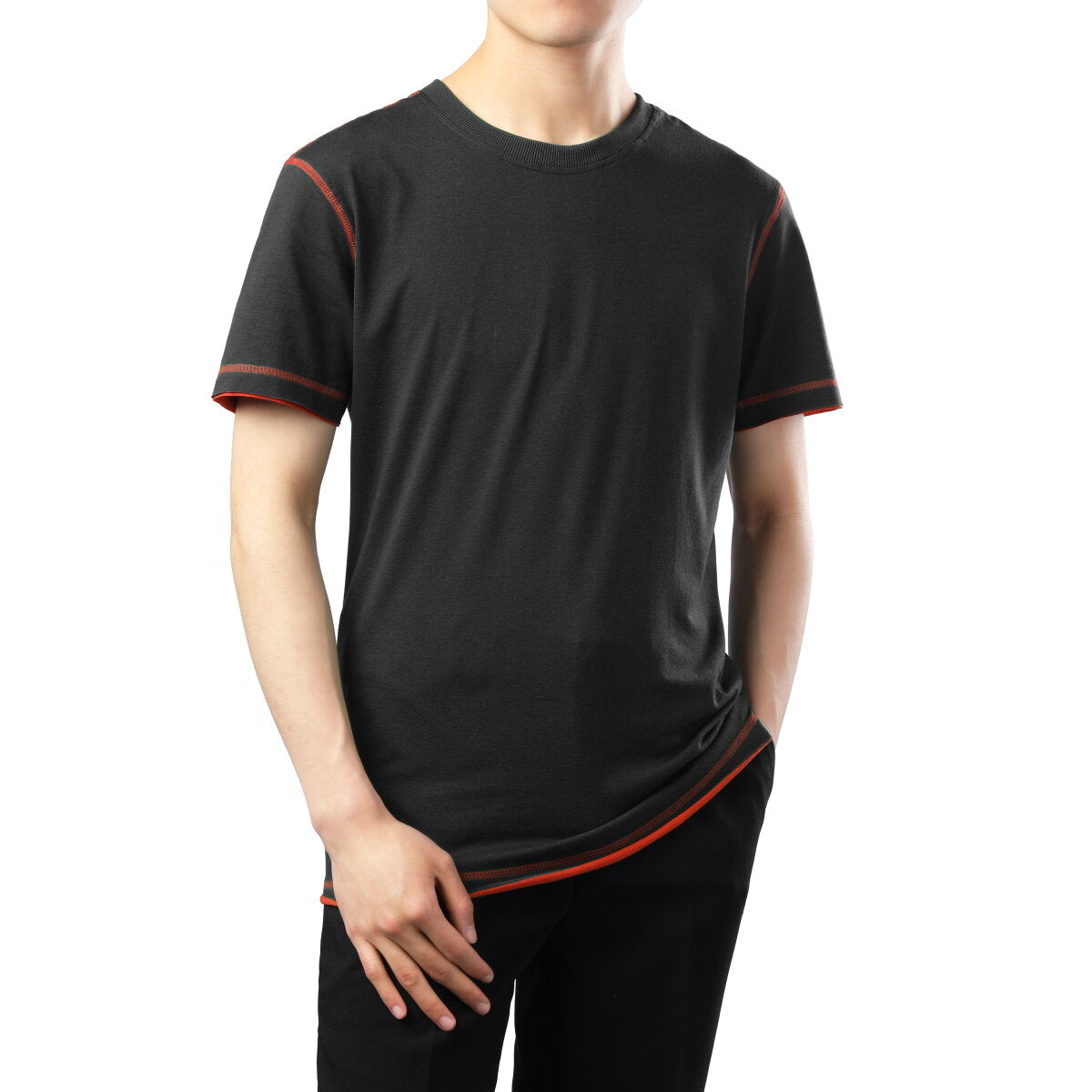 YOUTHUP Mens Summer Cotton T-Shirt Fashion Embroidery Daily Casual Tops