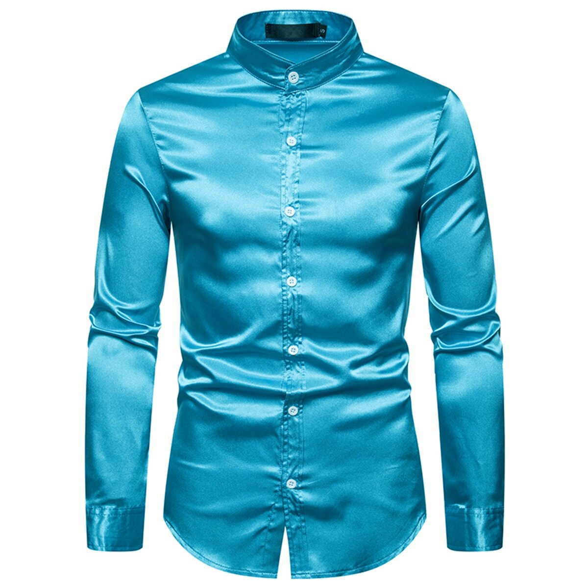 Youthup Mens Shiny LongSleeved Slim Fit Formal Shirt
