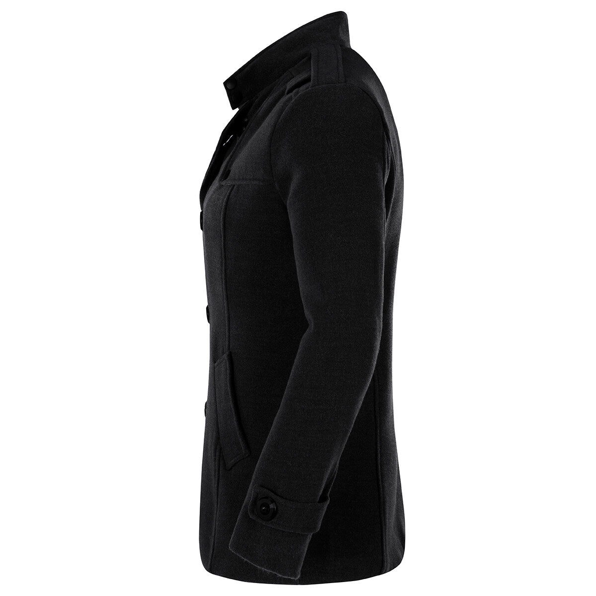 Youthup Mens Woolen Coat Double Breasted Slim Fit Thermal Coat