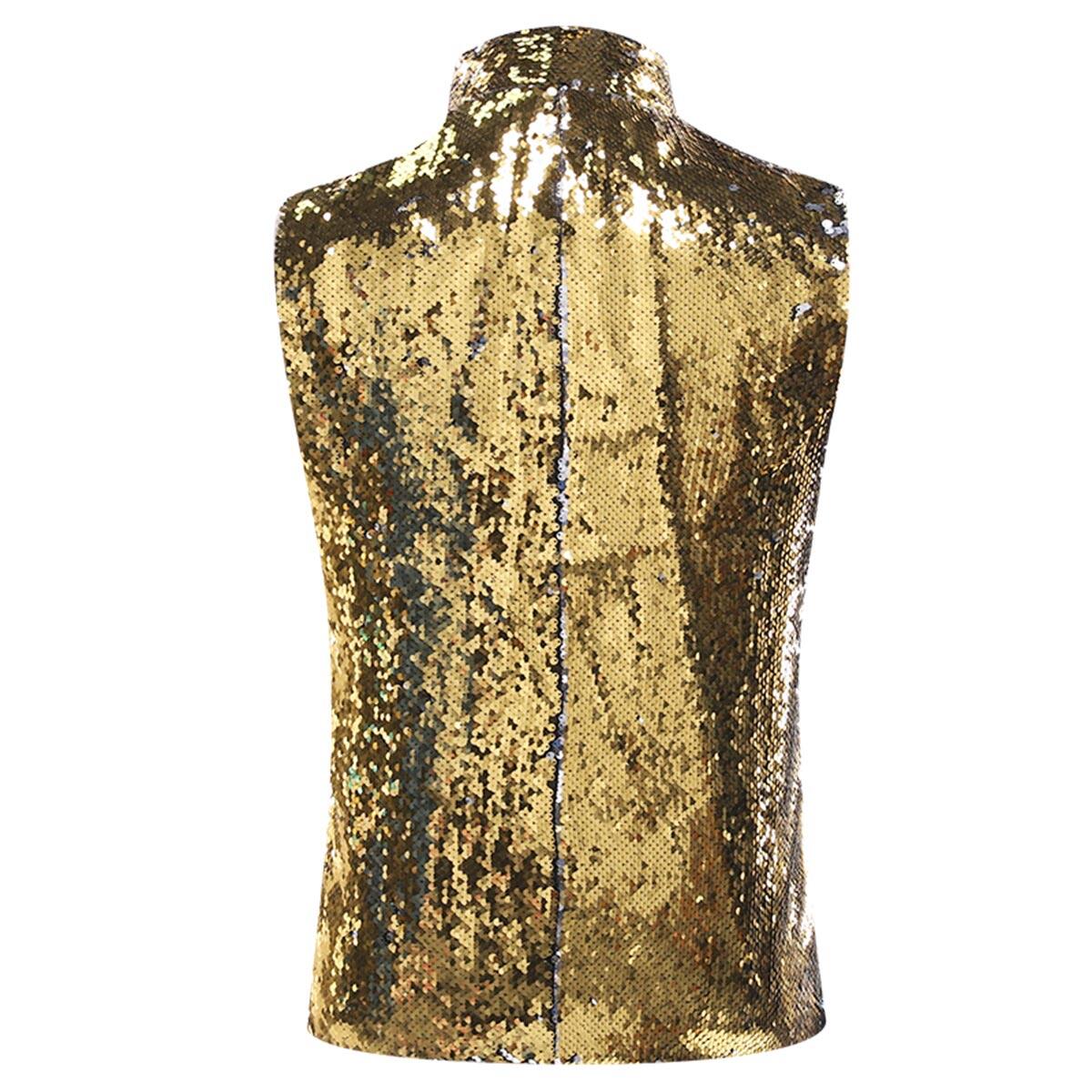 Youthup Mens Prom Sequin Sparkle Sleeveless Jacket