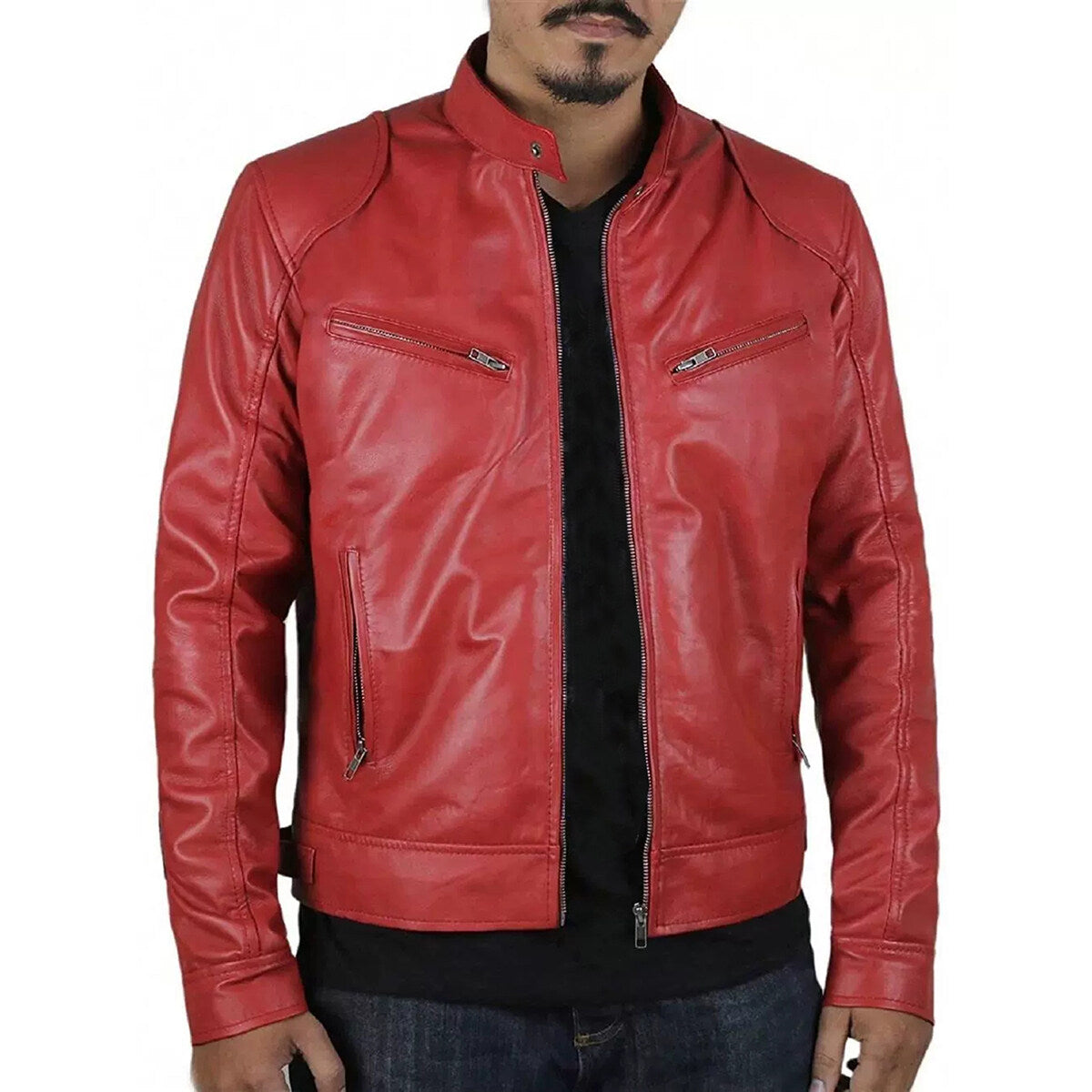 Youthup Mens Large Size Waterproof Leather Jacket