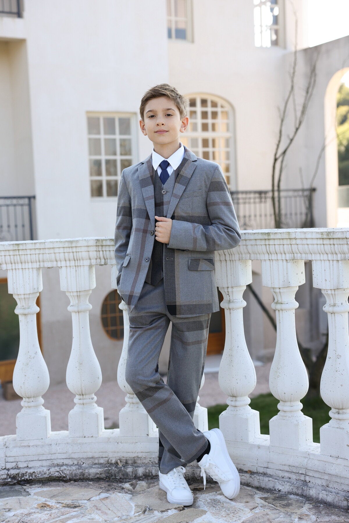 Youthup Boys 3Pce Plaid Tuxedo Wedding Suit