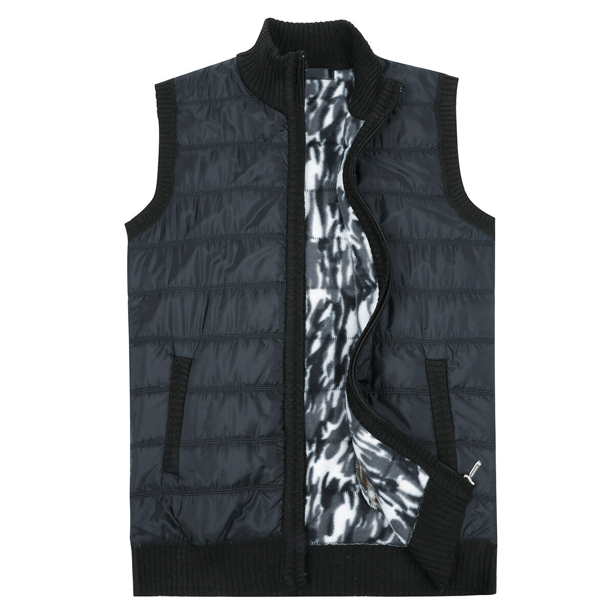 Youthup Mens Outdoor Sleeveless Jacket Fleece Leopard Lined Puffer Vest