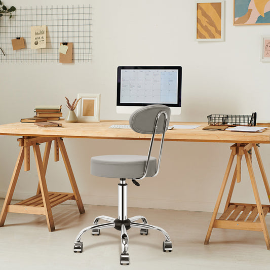 Tabouret de Bar Rond à roulettes Pivotant 360° de Massage  EN HAUTEUR REGLABLE pour SPA ,Salon ,Salle ,Médicale Gris