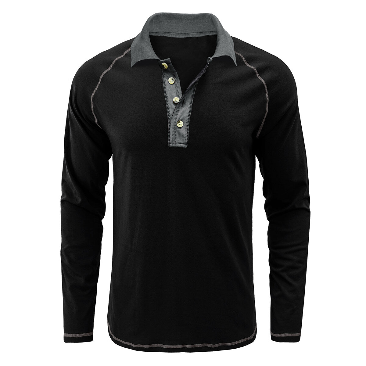YOUTHUP Mens Casual POLO Spring Long Sleeves Contrasting Color Golf T-Shirt