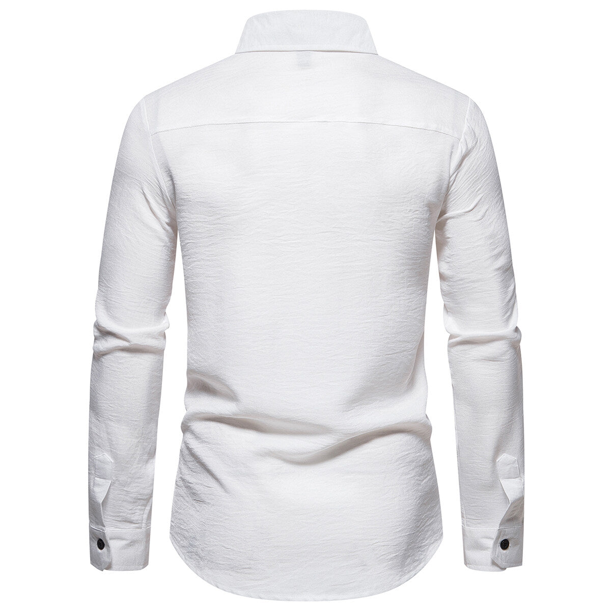 YOUTHUP Mens Casual Formal Shirt Long Sleeve Slim Lapel Solid Color Tops