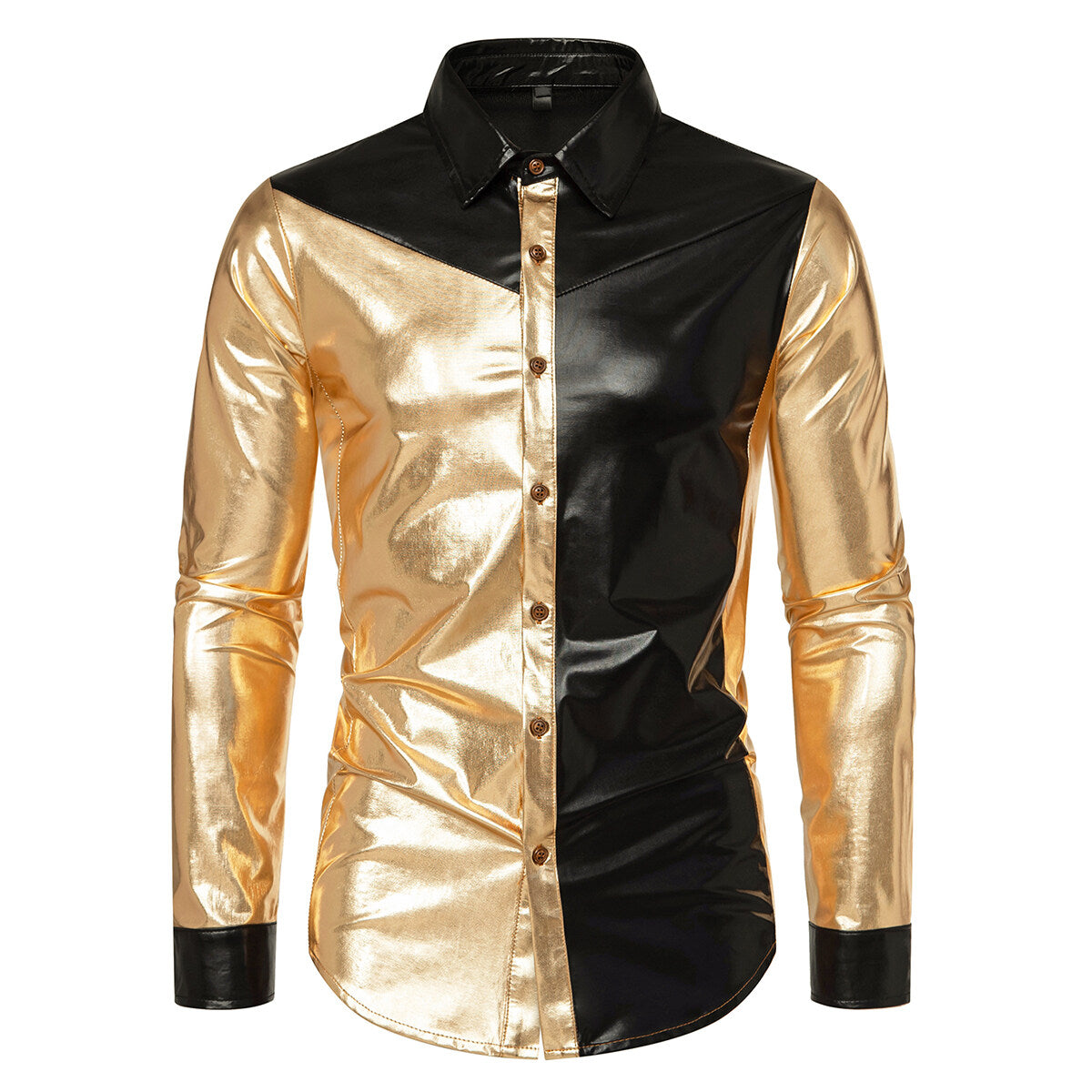 Youthup Mens Prom Shiny Glossy Waterproof Party Shirt