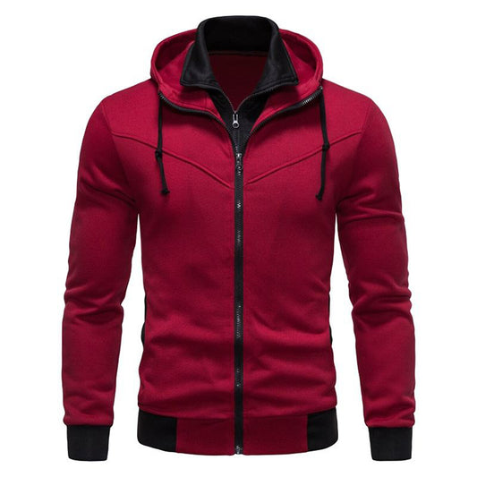 YOUTHUP Mens Casual Sports Hooded Contrast Jacket