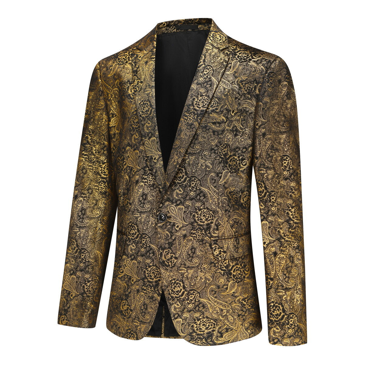 YOUTHUP Mens Paisley Print Blazer Casual Slim Fit 1 Button Suit Jacket