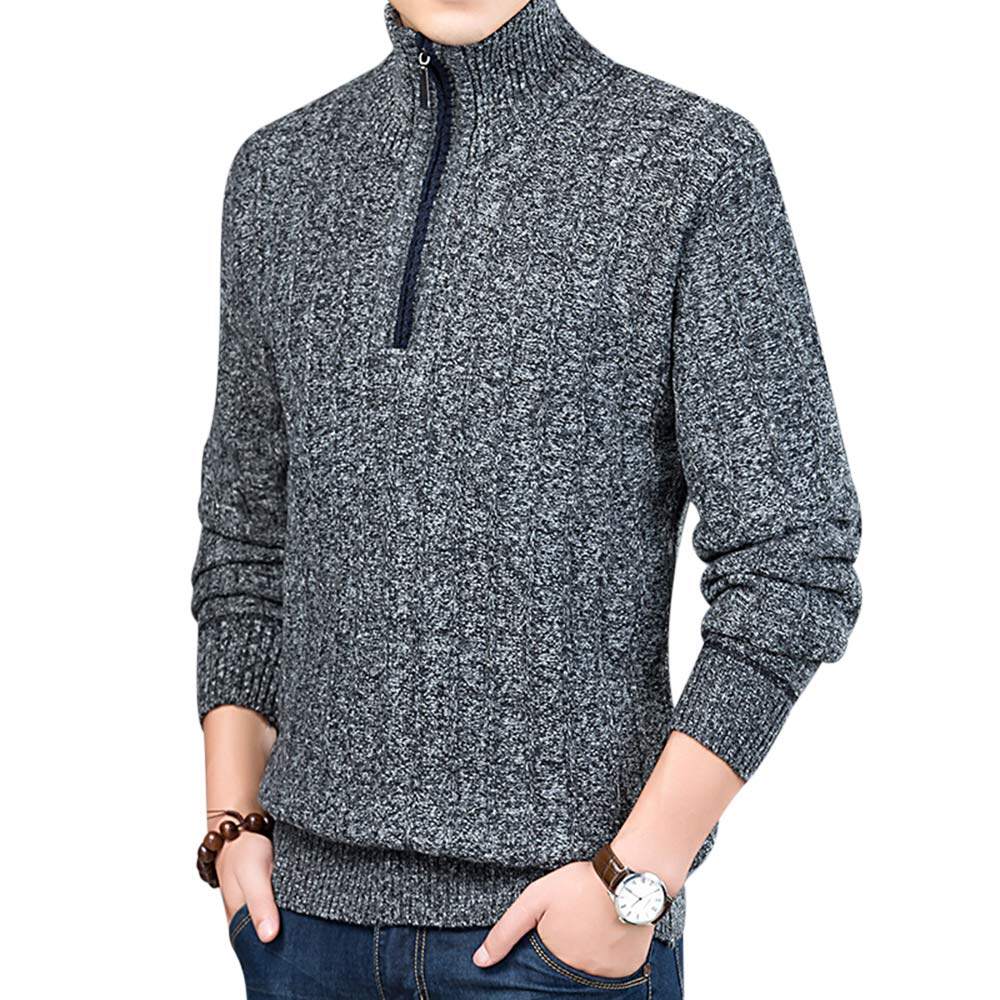Youthup Mens Turtleneck Zipper Casual Plus Fleece Sweater
