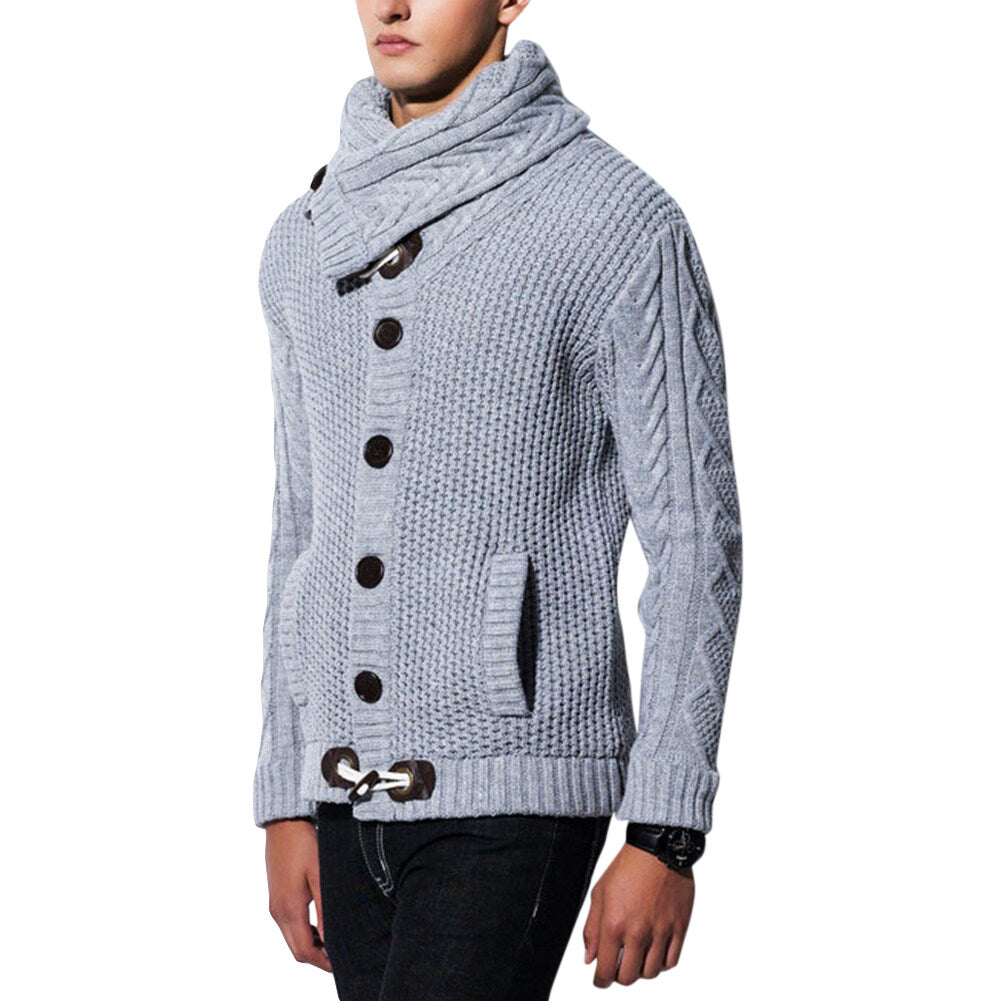 Youthup Mens Knitted Jacket Turtleneck Cardigan Sweaters