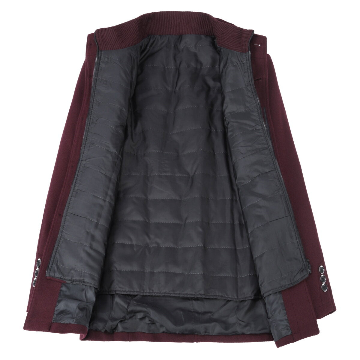 Youthup Mens Single Breasted Slim Fit Wool Coat And Thickened Vest