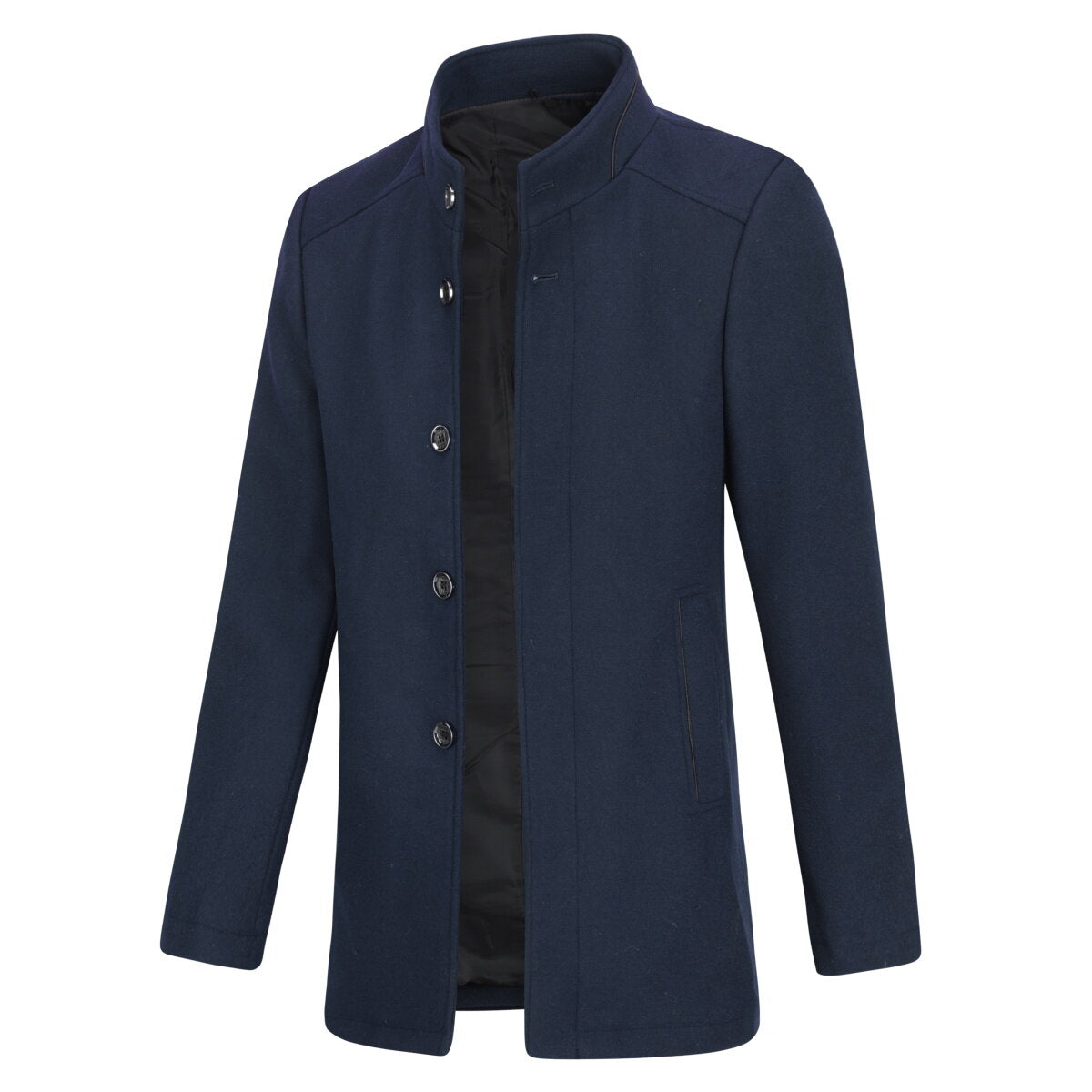 Youthup Mens Single Breasted Slim Fit Wool Coat And Thickened Vest